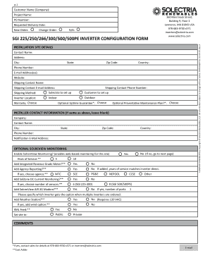 SGI Inverter Configuration Form