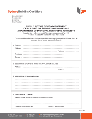 Notice of Commencement of Building Work
