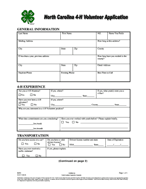 4-H Volunteer Application Form