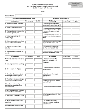 CST Checklist of Language Skills for LEP Students
