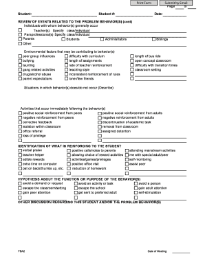 Student Behavior Review Form