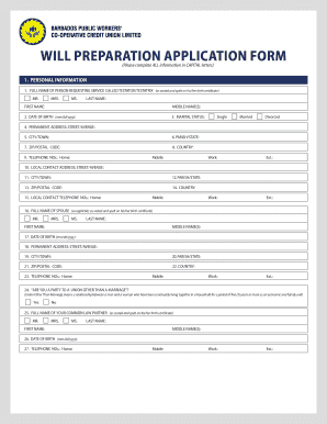 Will Preparation Application Form