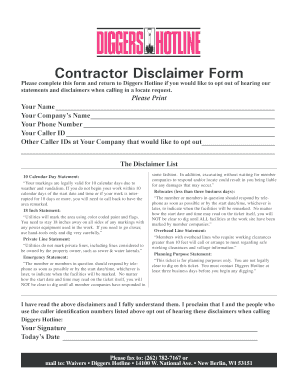 Contractor Disclaimer Opt-Out Form