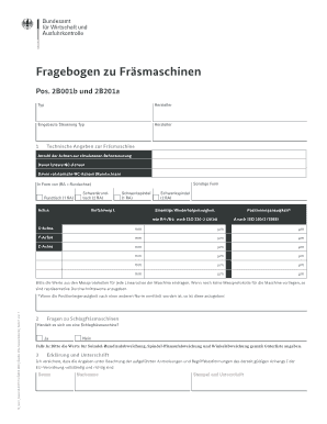 Fragebogen zur Erfassung von Werkzeugmaschinen