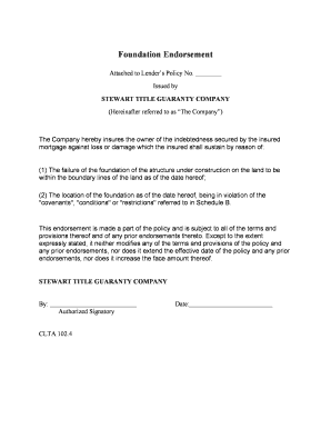 Foundation Endorsement for Lender's Policy
