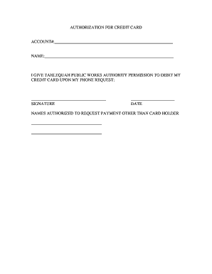 Authorization for Credit Card