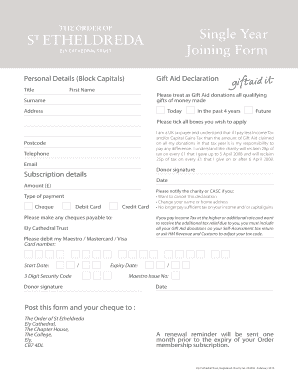 UK Gift Aid Declaration Form