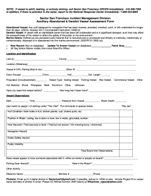 Auxiliary Abandoned & Derelict Vessel Assessment Form