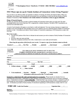 Family Institute of Connecticut Action Donation Form