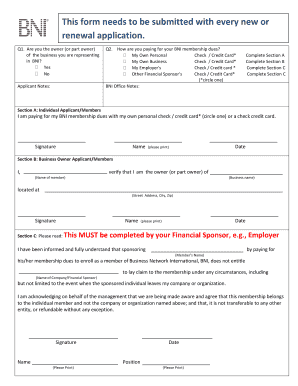 BNI Membership Application Form