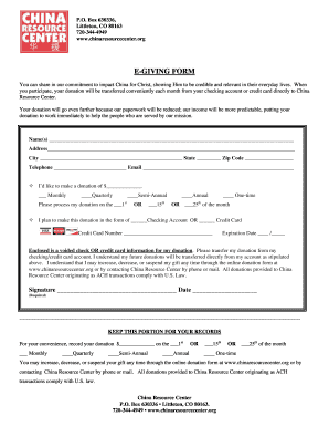 China Resource Center E-Giving Form