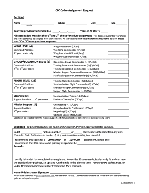 CLC Cadet Assignment Request Form