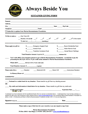 Sustainer Giving Form