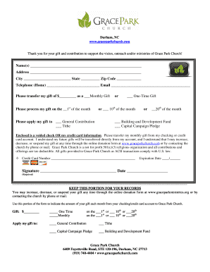 Grace Park Church Donation Form