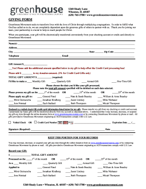 Greenhouse Movement Donation Form