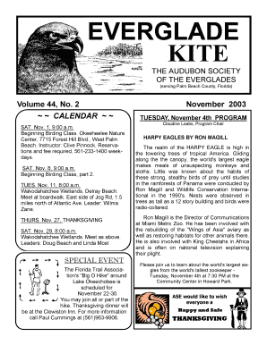 ASE KITE Nov 03 - Audubon Society of the Everglades - auduboneverglades