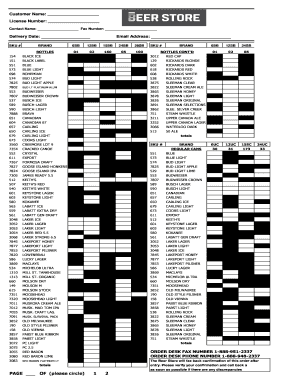 The Beer Store Order Form