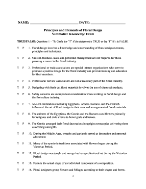 Floral Design Knowledge Exam