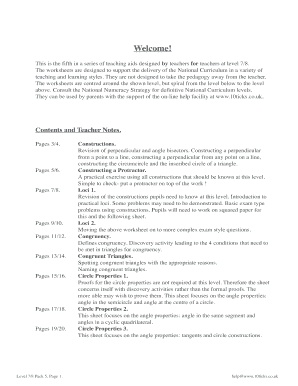 Level 7/8 Math Worksheets