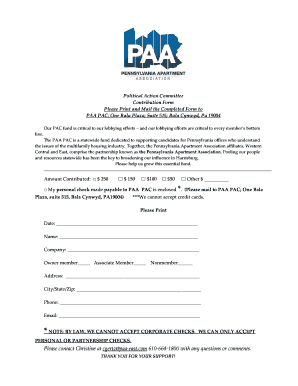 PAC Contribution Form - Pennsylvania Apartment Association