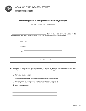 Acknowledgement of Receipt of Notice of Privacy Practices