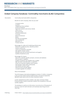 Commodity Merchants Database Order Form