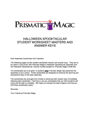 Halloween Spooktacular Student Worksheet