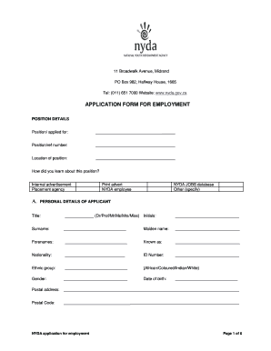 NYDA Application for Employment