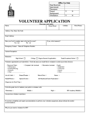 Volunteer Application Form