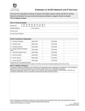 UniSA Network and IT Services Extension Request