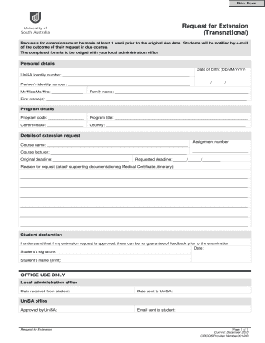 Request for Extension Form
