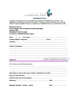Lutheran Community Care Feedback Form