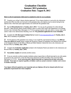 Graduation Checklist and Application Form