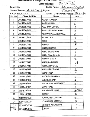 Attendance for All 2nd Year Students - Vivekananda College - vivekanandacollege edu