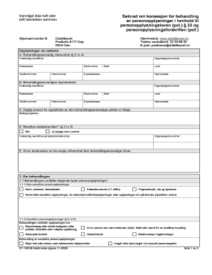 Norwegian Personal Data Processing Consent Application