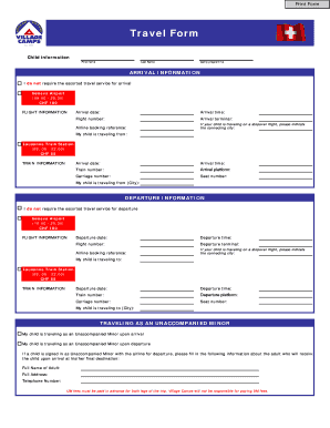 Child Travel Arrival and Departure Form