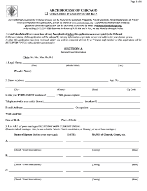 Catholic Church Annulment Application