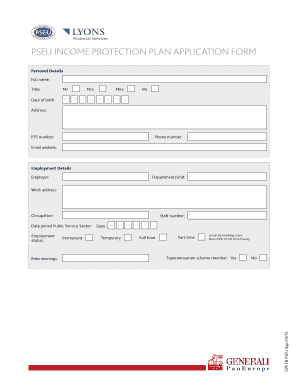 PSEU Income Protection Plan Application Form