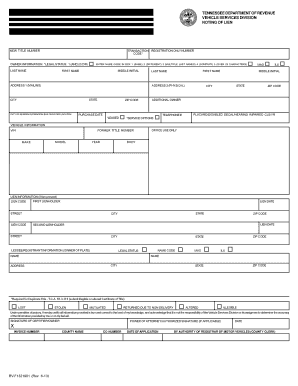 Tennessee Noting of Lien for Vehicle Title