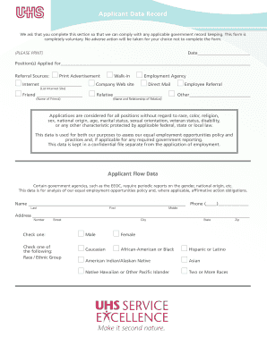 Employment Applicant Data Record