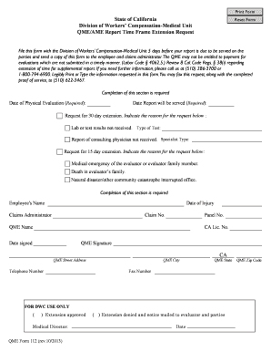 QME/AME Report Time Frame Extension Request