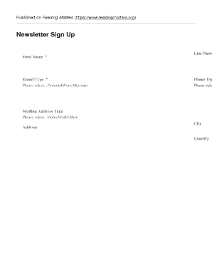 Feeding Matters Newsletter Sign Up