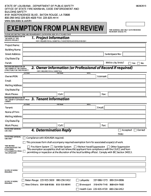 Louisiana Exemption from Plan Review Form