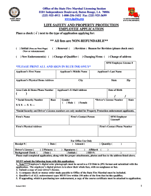 Louisiana Employee Application for Life Safety and Property Protection