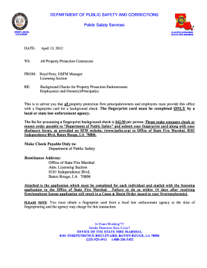 Louisiana Property Protection Background Check Form