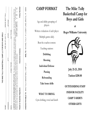 CAMP FORMAT The Mike Tully Basketball Camp for Boys and Girls