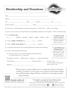 Westar Institute Membership and Donation Form