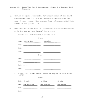 Greek Nouns Declension Exercise