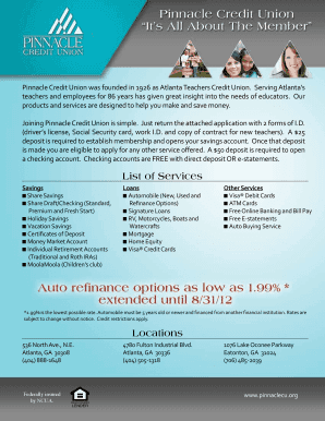 Pinnacle Credit Union Membership Application