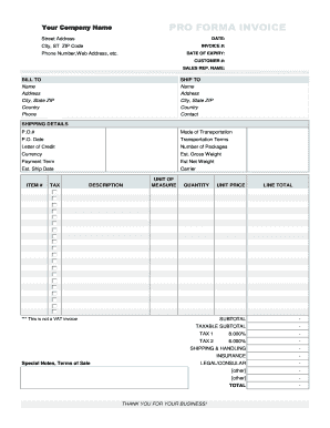 Pro Forma Invoice Template